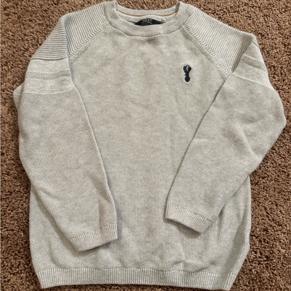 Next Kids Gray Sweater with Embroidered Logo 
Size 7-8 years